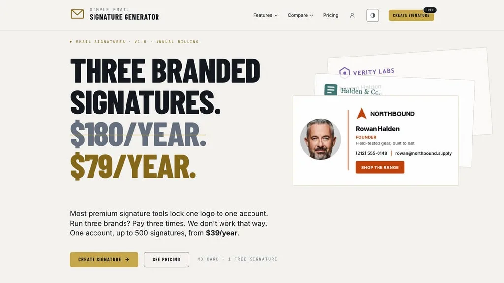 Simple Email Signature — home page