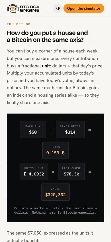 BTC DCA Engine — mobile view 7 of 8