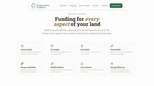 Conservation Solutions — resource concerns