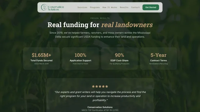 Conservation Solutions — testimonial and land types