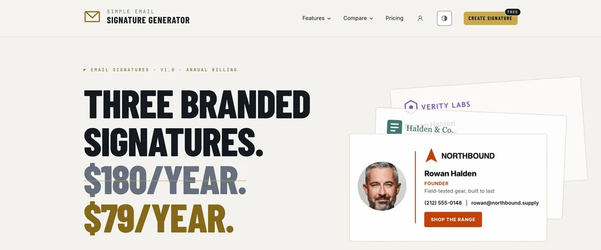 Simple Email Signature — home page