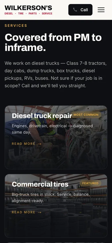 Wilkerson's Diesel & Tire — mobile services